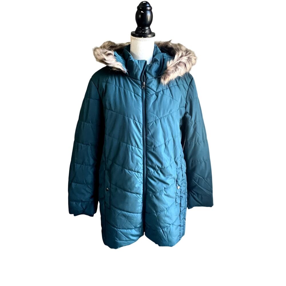 NWT St. John's Bay teal hooded puffer jacket  size XXL